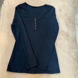 Thermal Navy L Snap front top Alpine Cabincore Monochrome Minimalist Coastal